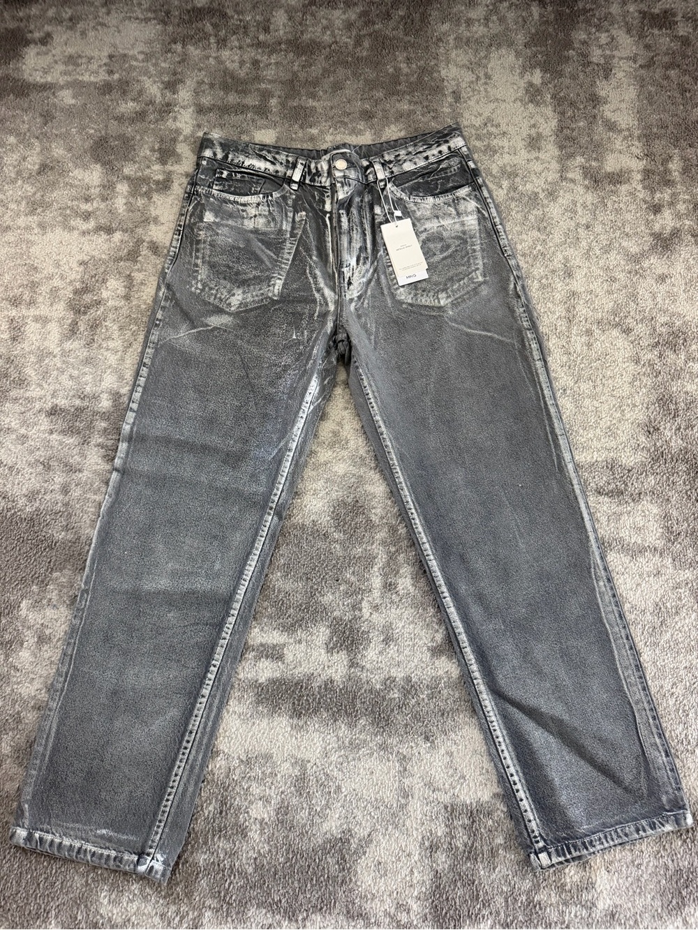 Women’s Metallic Silver Grey Washed Jeans - Modern Straight Fit